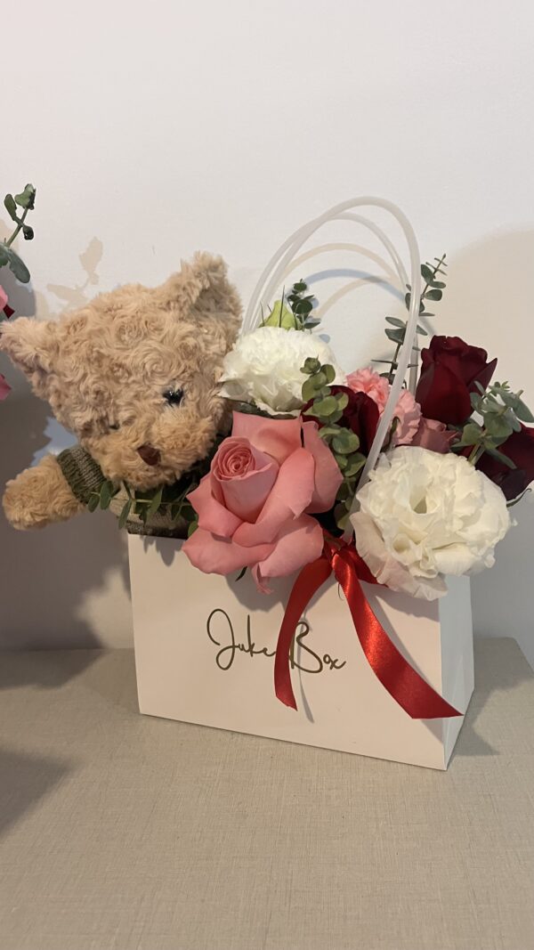 Flower bag con teddy bear