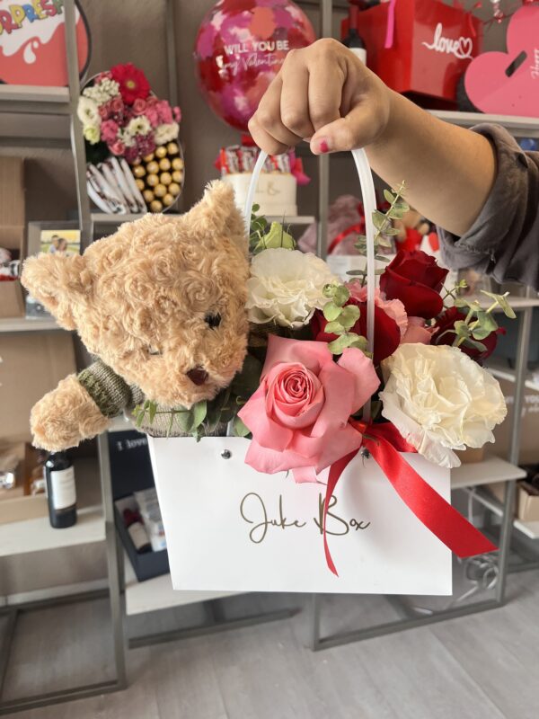Flower bag con teddy bear