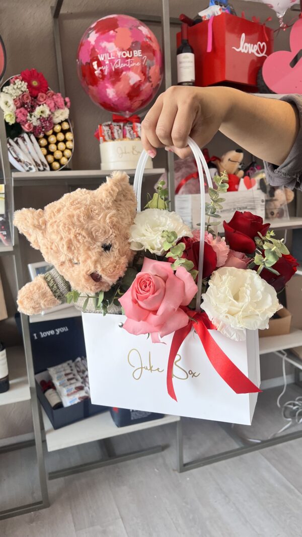 Flower bag con teddy bear