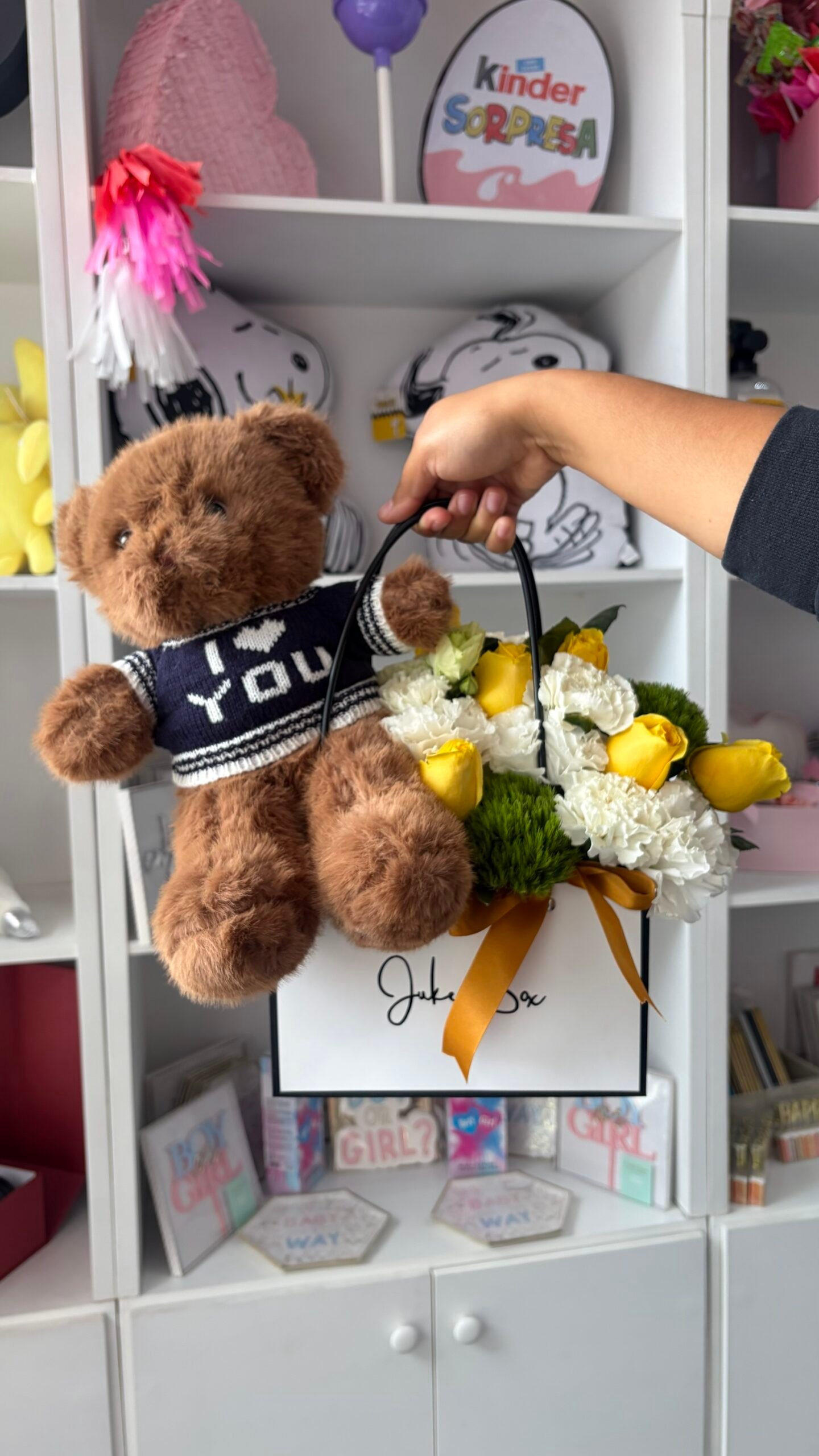 Flower bag con teddy bear