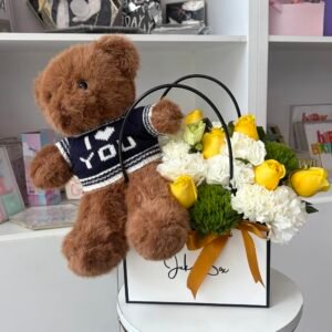 Flower bag con teddy bear